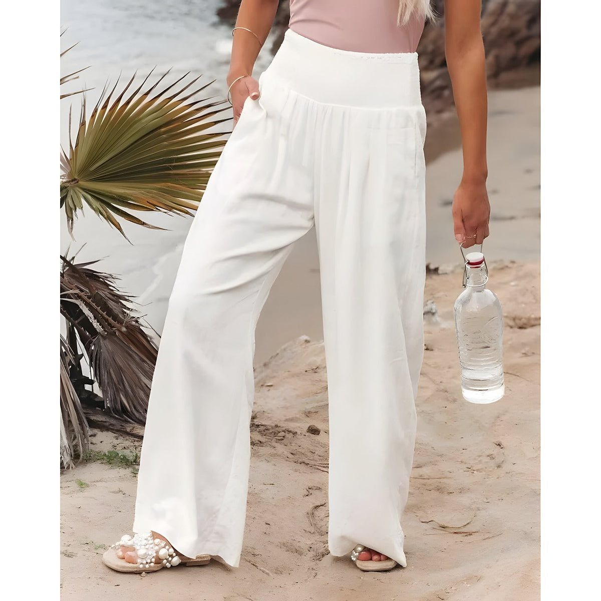 Flared hippie pants cut in a soft, airy fabric