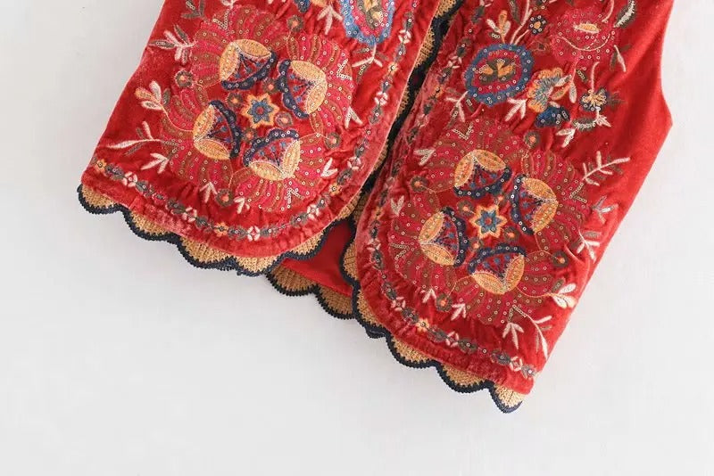 Chaleco Boho de Terciopelo Bordado